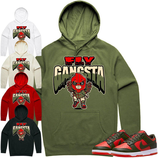 Mystic Red Dunks Hoodie - Olive Red Dunks Shirts - Olive Fly Gangsta