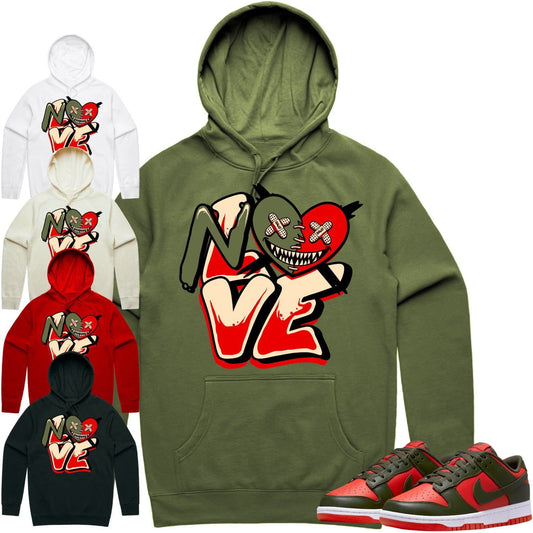 Mystic Red Dunks Hoodie - Olive Red Dunks Shirts - Olive No Love