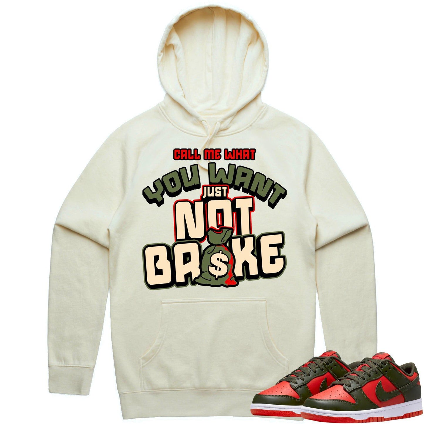 Mystic Red Dunks Hoodie - Olive Red Dunks Shirts - Olive Not Broke