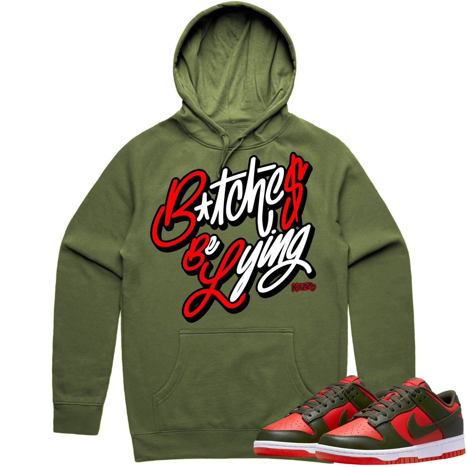 Mystic Red Dunks Hoodie - Olive Red Dunks Shirts - Red BBL