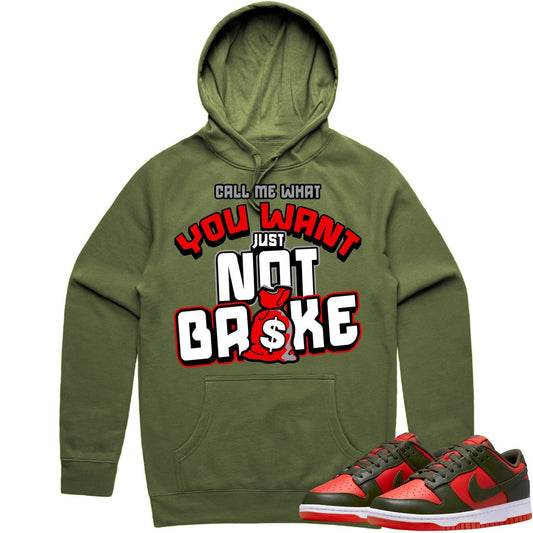 Mystic Red Dunks Hoodie - Olive Red Dunks Shirts - Red Not Broke