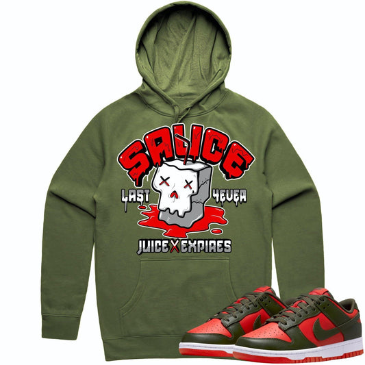 Mystic Red Dunks Hoodie - Olive Red Dunks Shirts - Red Sauce