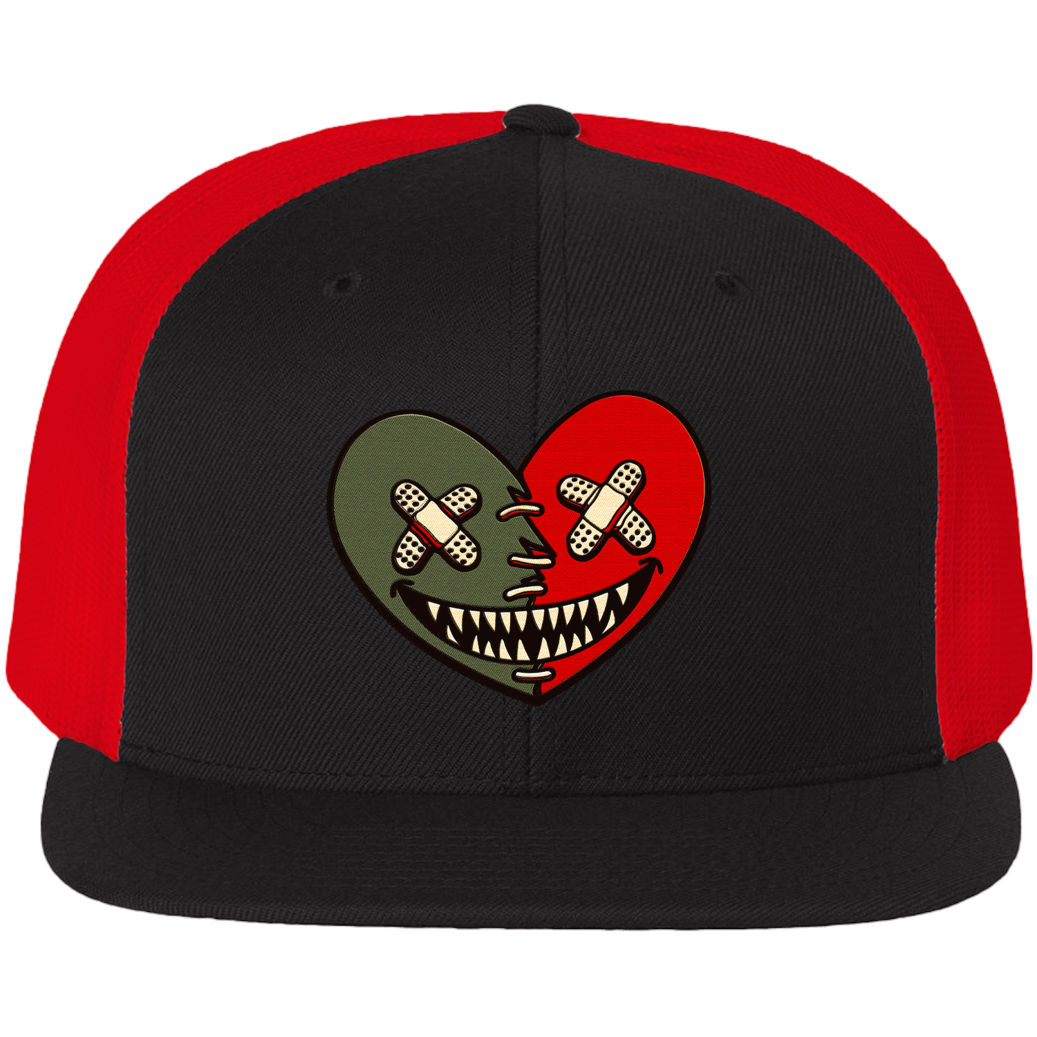 Mystic Red Dunks - Trucker Snapback Hat - Olive Heart Baws