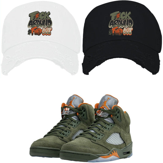 Olive 5s Hats - Jordan Retro 5 Olive Dad Hats - F#ck