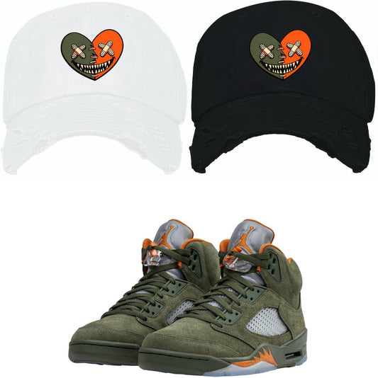 Olive 5s Hats - Jordan Retro 5 Olive Dad Hats - Miami Heart Baws