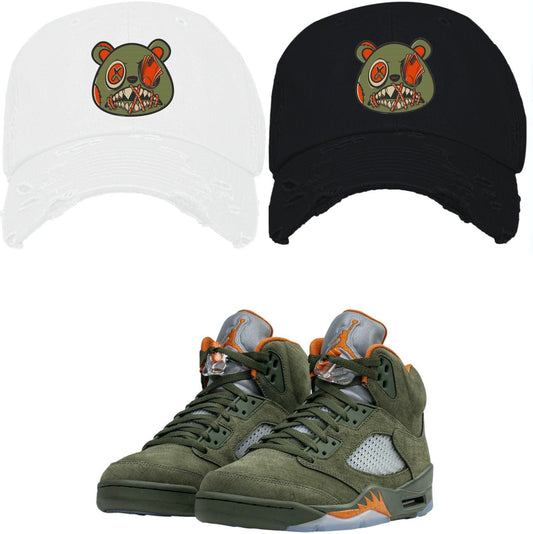 Olive 5s Hats - Jordan Retro 5 Olive Dad Hats - Money Talks Baws