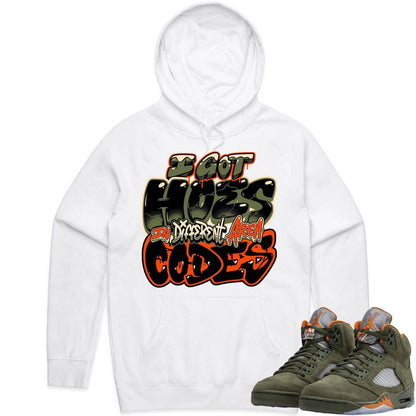 Olive 5s Hoodie - ordan Retro 5 Olive Hoodies - Celadon Area Codes