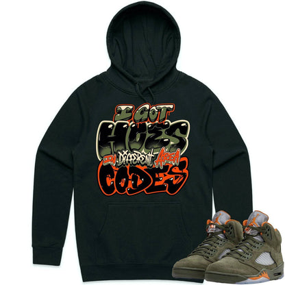 Olive 5s Hoodie - ordan Retro 5 Olive Hoodies - Celadon Area Codes