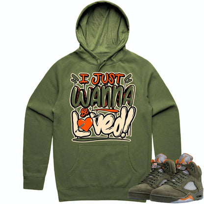 Olive 5s Hoodies - Jordan Retro 5 Olive 5s Hoodie - Celadon Loved