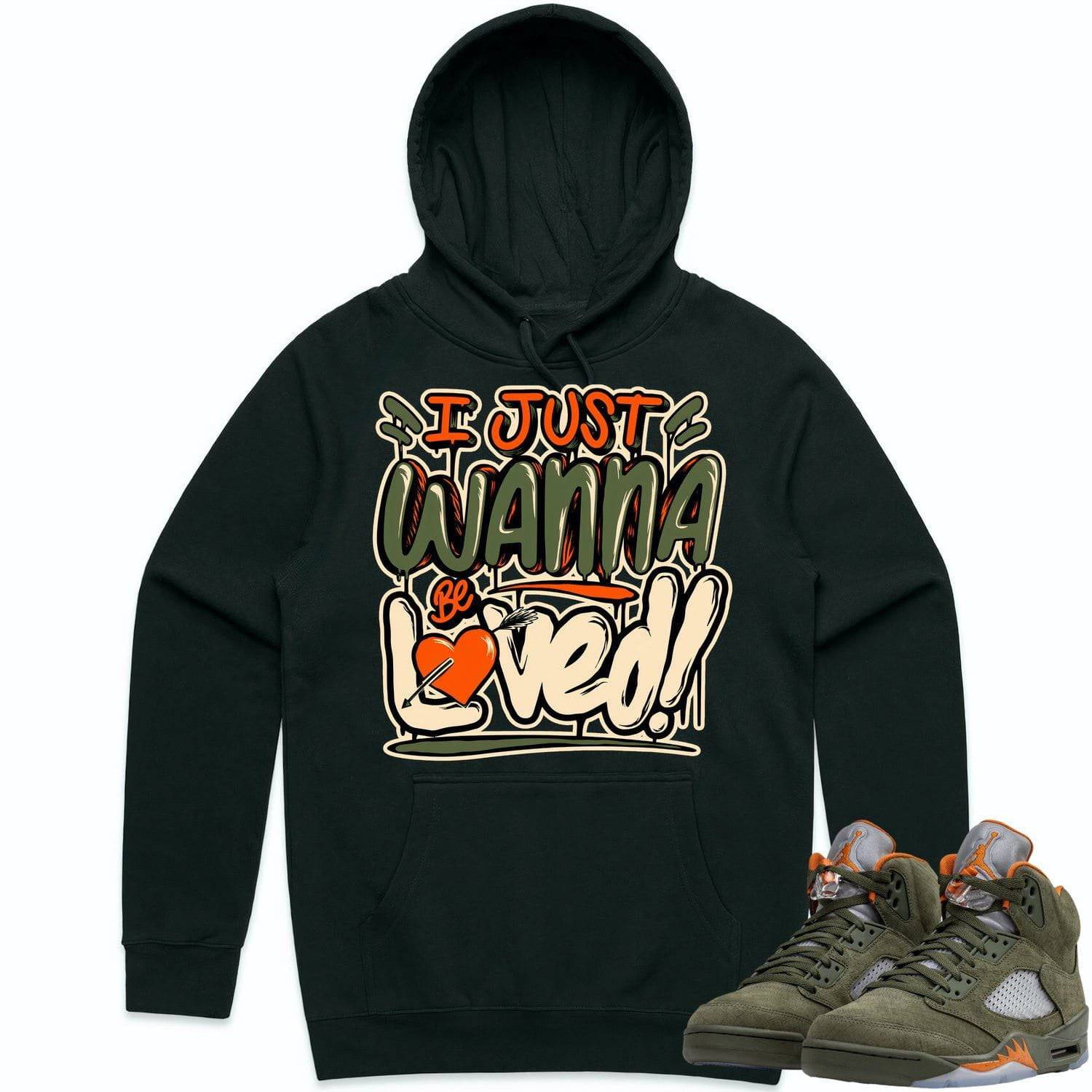 Olive 5s Hoodies - Jordan Retro 5 Olive 5s Hoodie - Celadon Loved