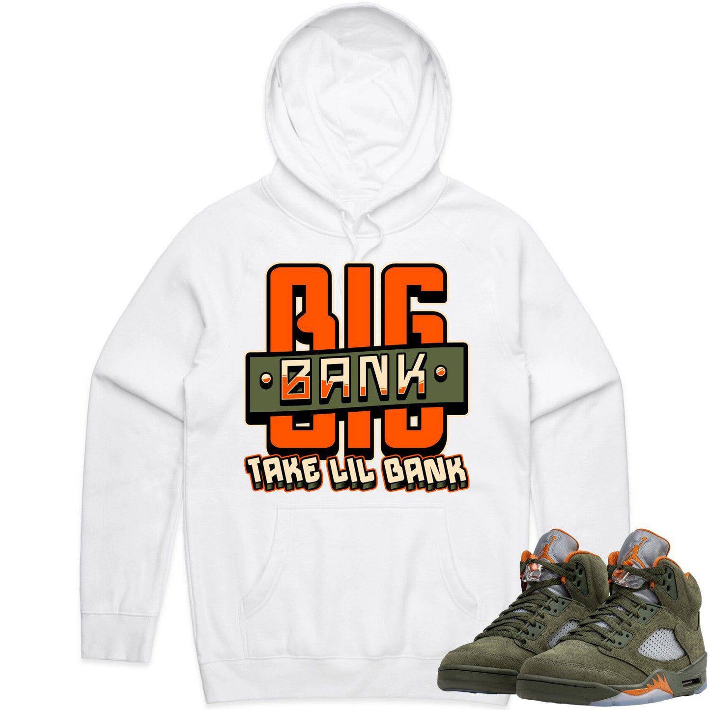 Olive 5s Hoodies - Jordan Retro 5 Olive Hoodie - Celadon Big Bank