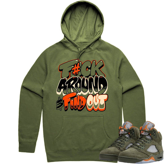 Olive 5s Hoodies - Jordan Retro 5 Olive Hoodie - F#CK