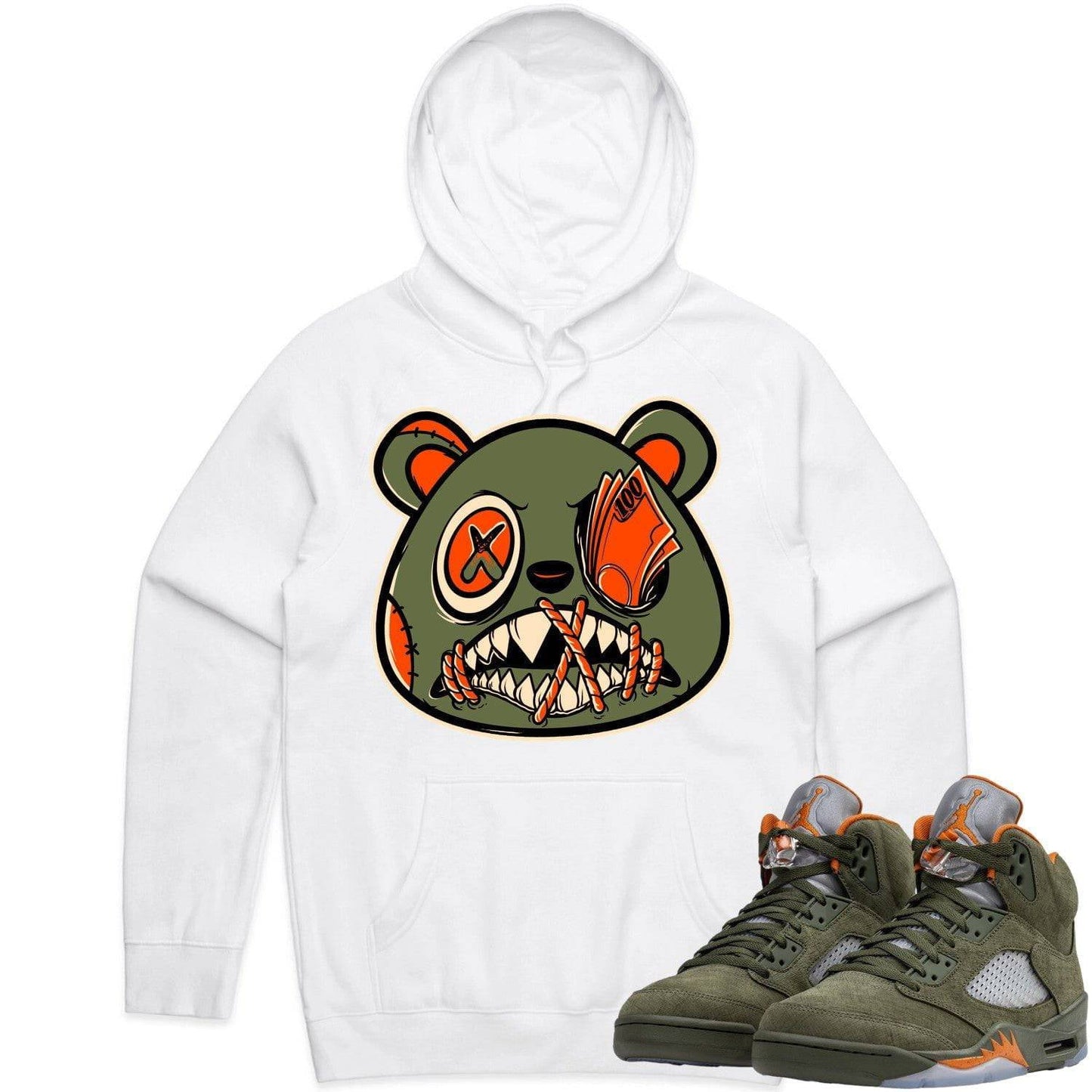 Olive 5s Hoodies - Jordan Retro 5 Olive Hoodie - Money Talks Baws