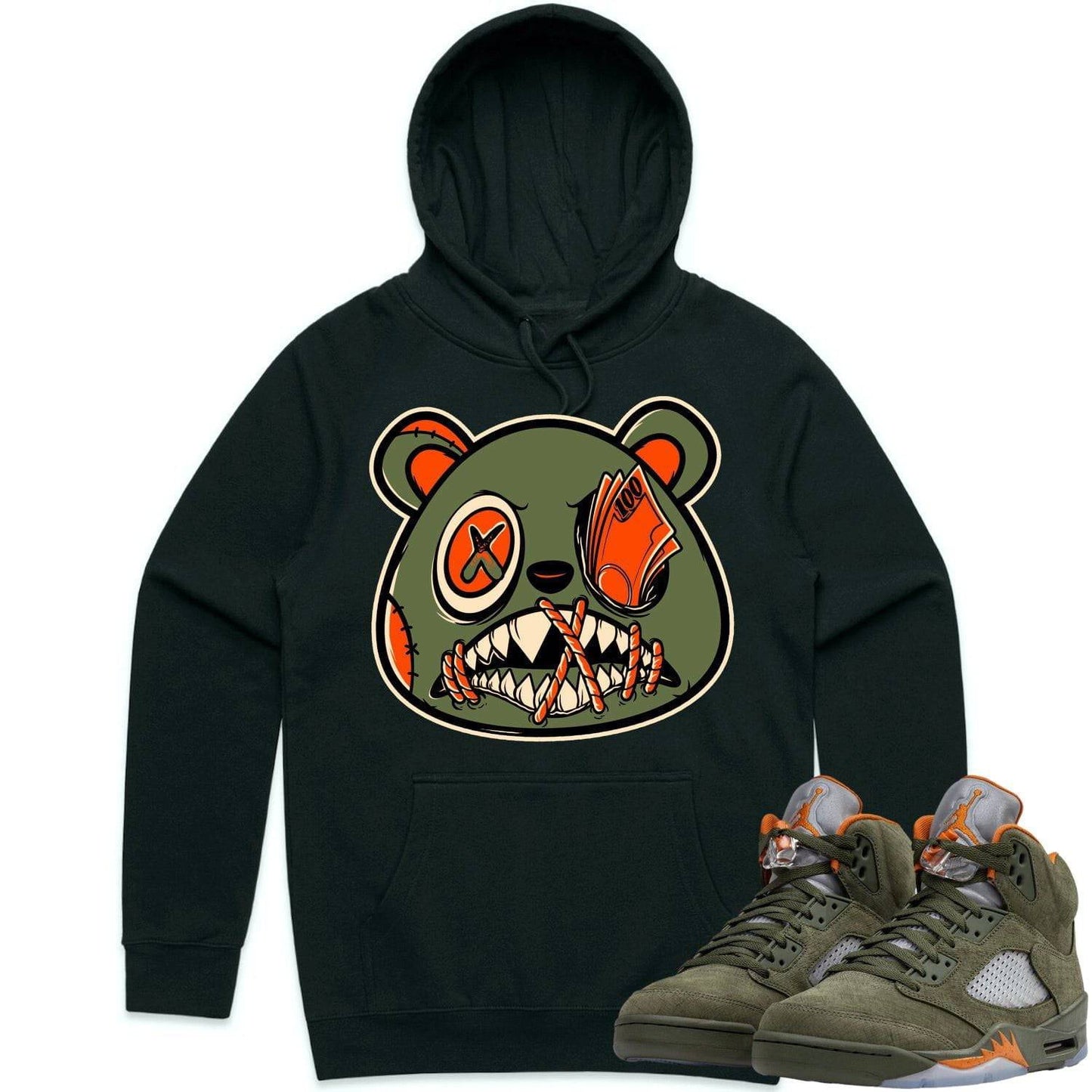 Olive 5s Hoodies - Jordan Retro 5 Olive Hoodie - Money Talks Baws