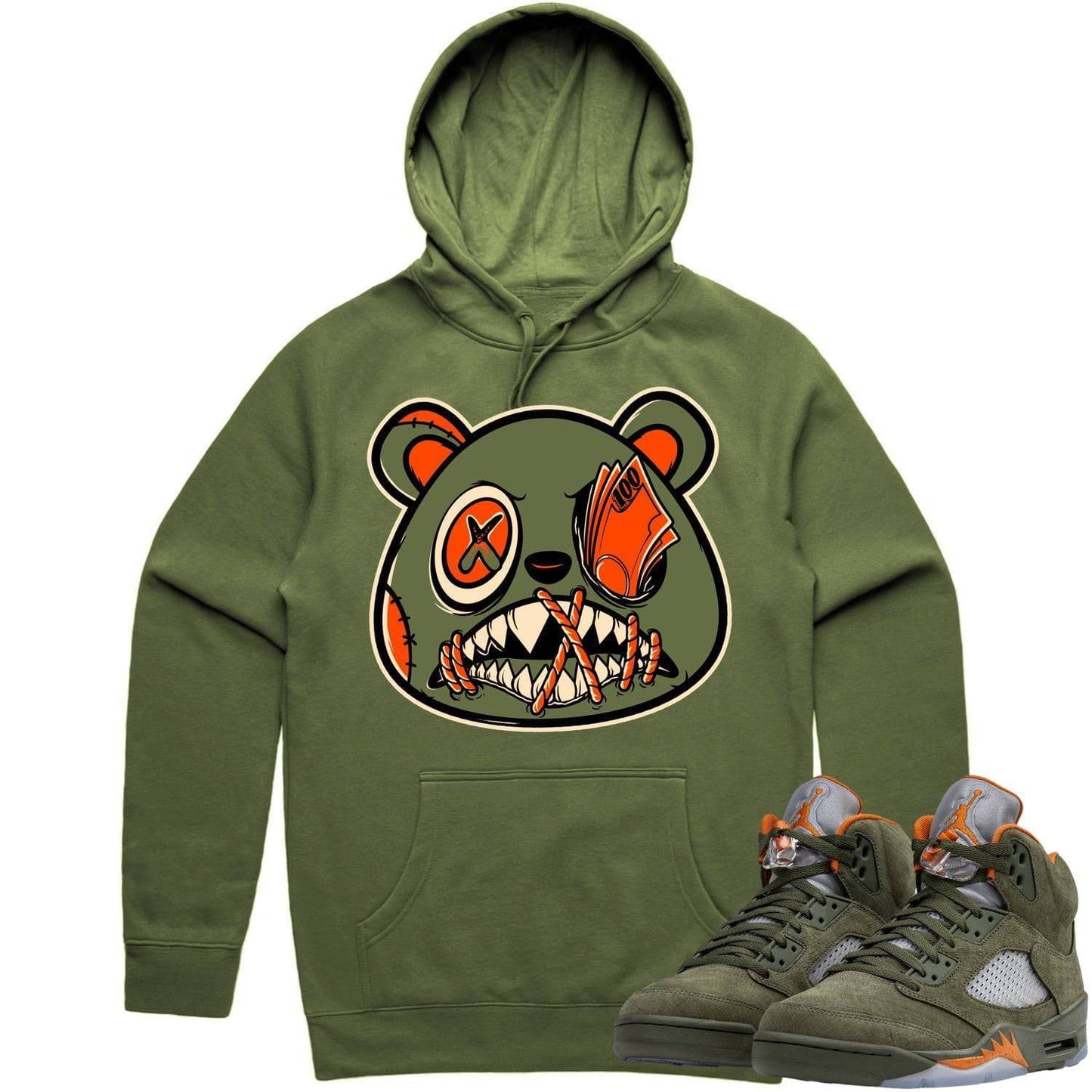 Olive 5s Hoodies - Jordan Retro 5 Olive Hoodie - Money Talks Baws