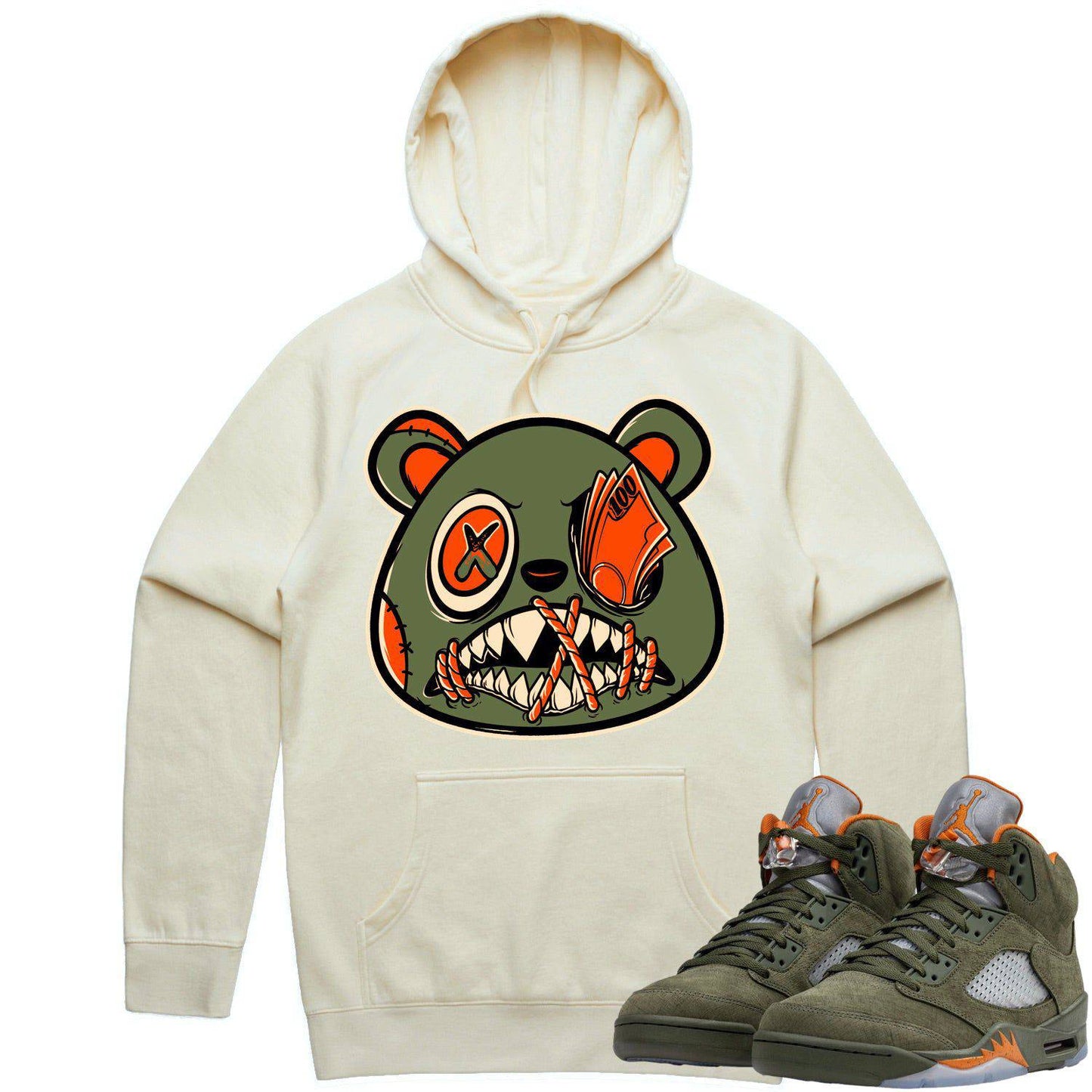 Olive 5s Hoodies - Jordan Retro 5 Olive Hoodie - Money Talks Baws