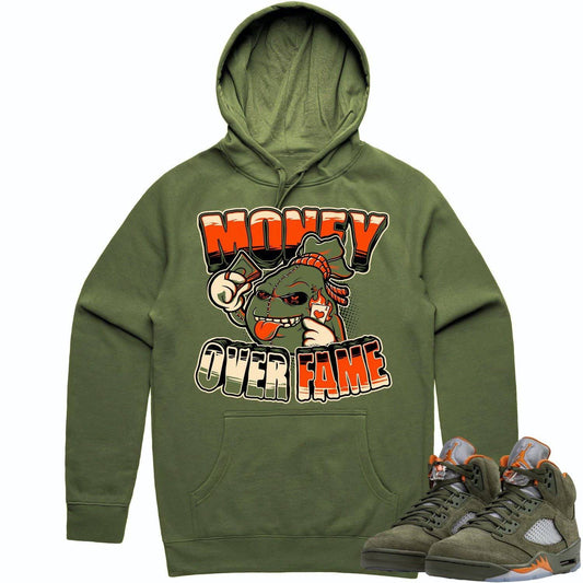 Olive 5s Hoodies - Jordan Retro 5 Olive Hoodies - Celadon Money