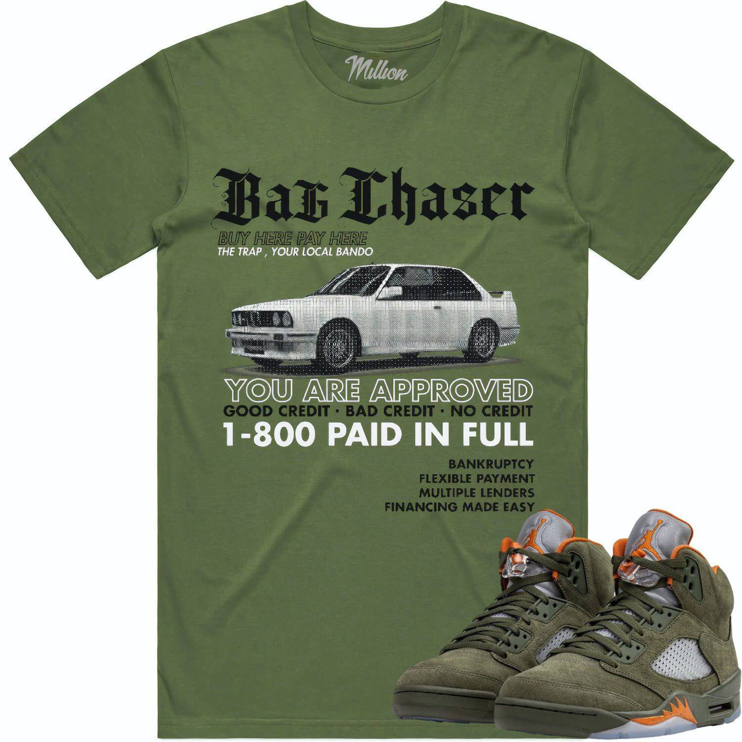 Olive 5s Shirt - Jordan 5 Olive Sneaker Tees - Bag Chaser