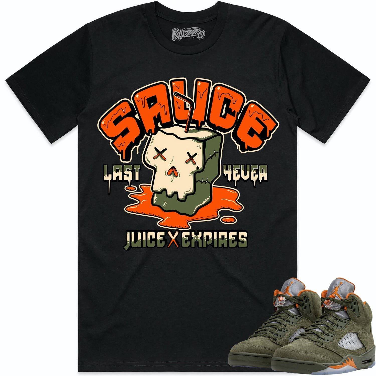 Olive 5s Shirt - Jordan Retro 5 Olive Sneaker Tees - Celadon Sauce