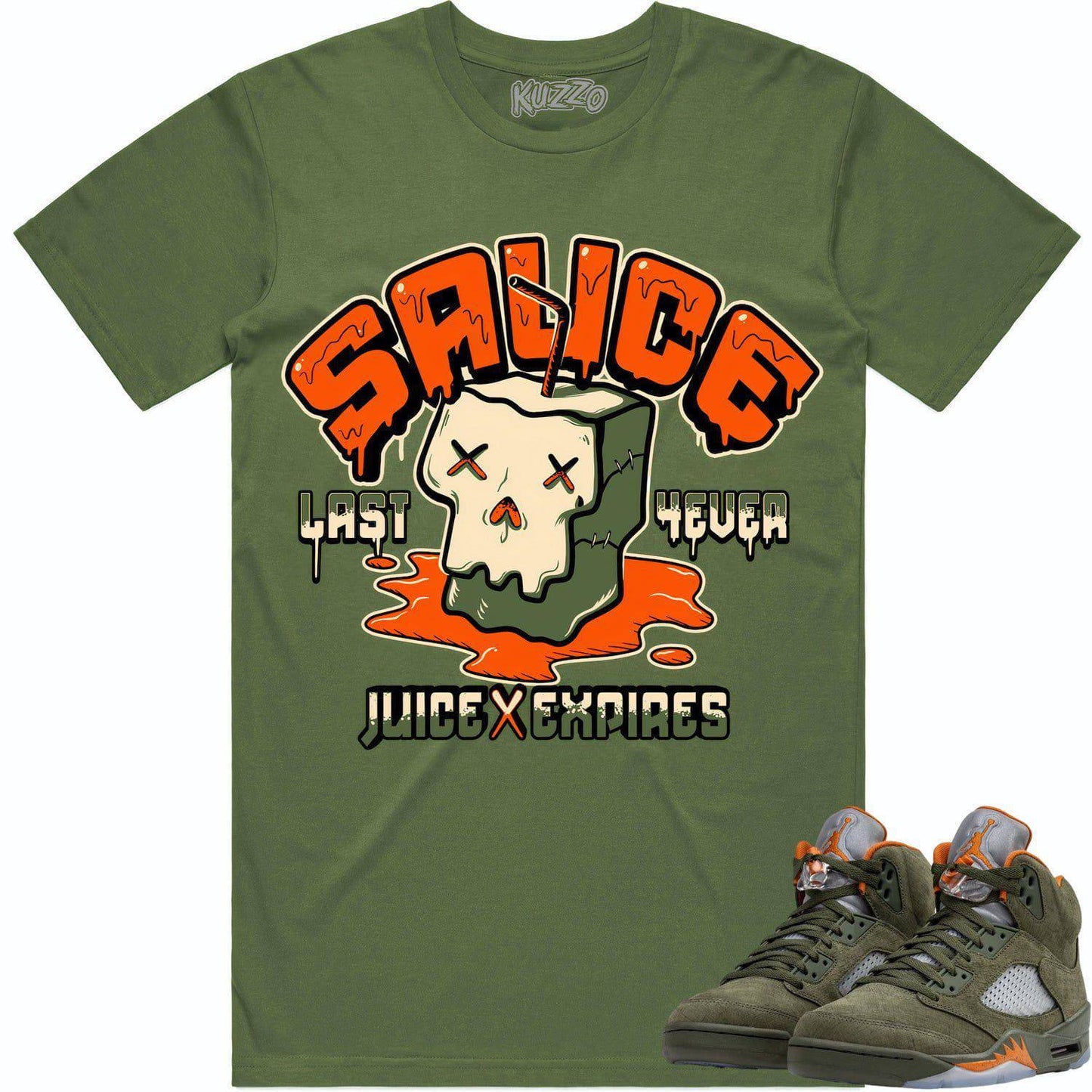 Olive 5s Shirt - Jordan Retro 5 Olive Sneaker Tees - Celadon Sauce