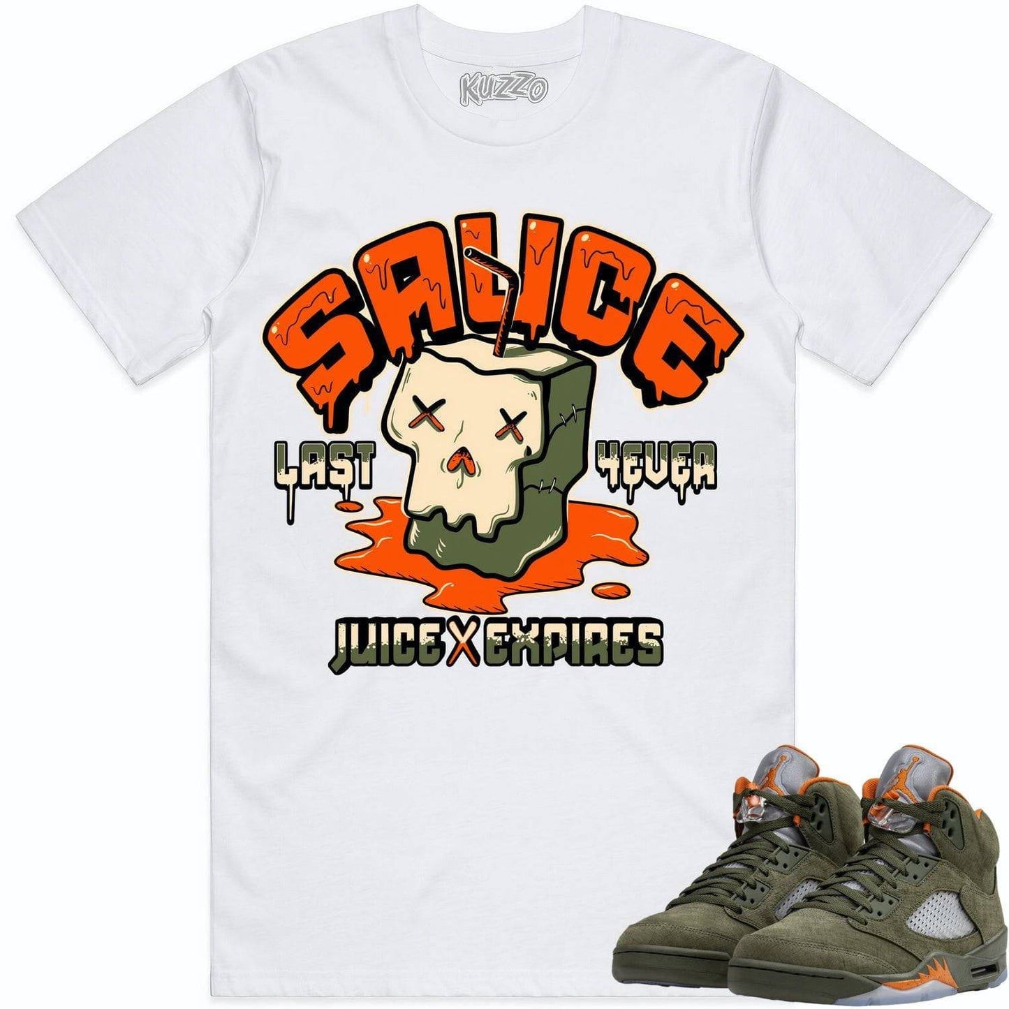 Olive 5s Shirt - Jordan Retro 5 Olive Sneaker Tees - Celadon Sauce