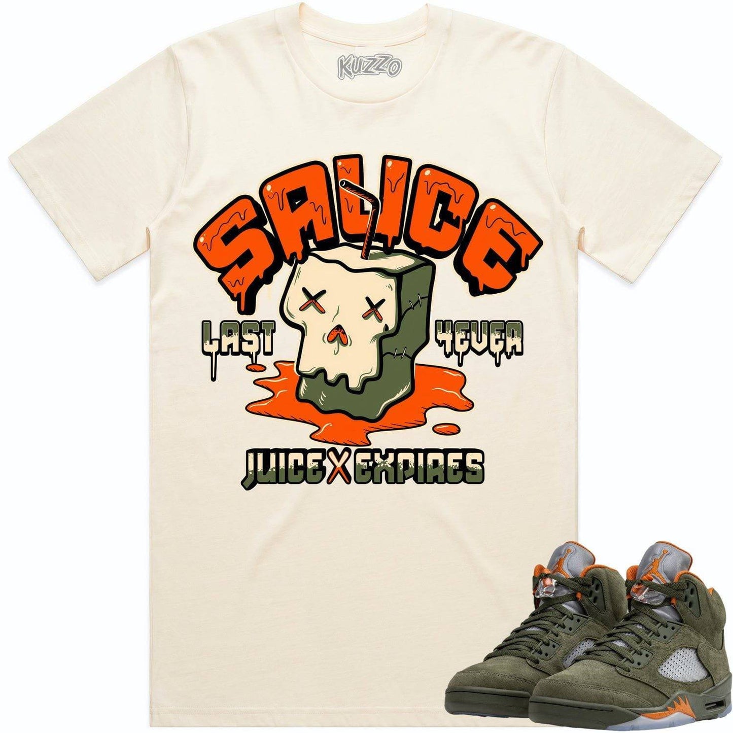 Olive 5s Shirt - Jordan Retro 5 Olive Sneaker Tees - Celadon Sauce