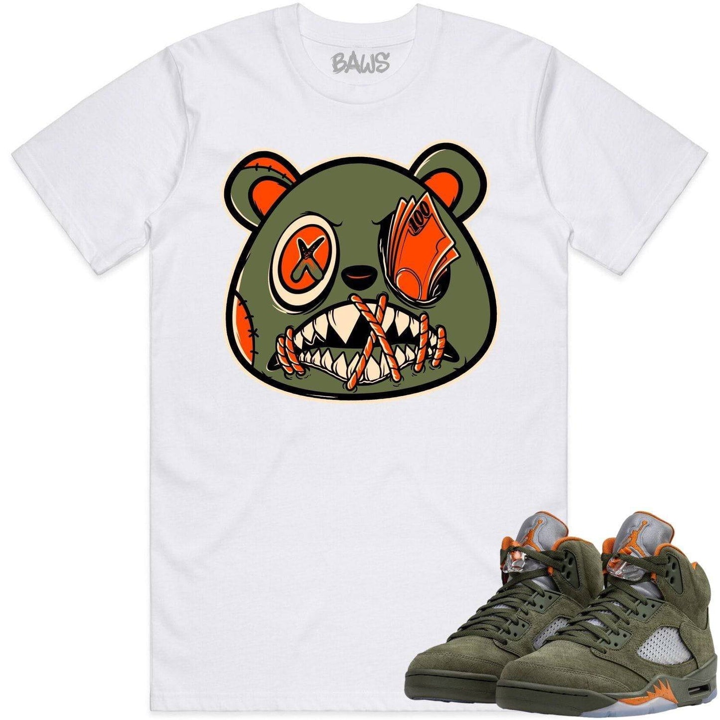 Olive 5s Shirts - Jordan Retro 5 Olive Shirts - Money Talks Baws