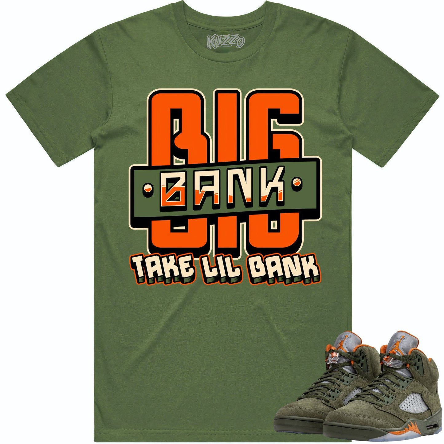 Olive 5s Shirts - Jordan Retro 5 Olive Sneaker Tees - Celadon Big Bank