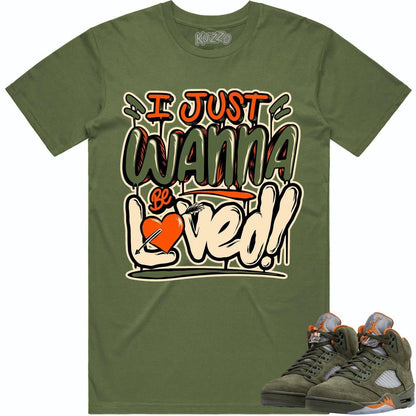 Olive 5s Shirts - Jordan Retro 5 Olive Sneaker Tees - Celadon Loved