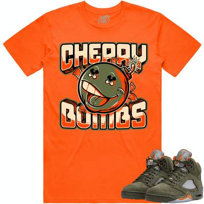 Olive 5s Shirts - Jordan Retro 5 Olive Sneaker Tees - Cherry Bombs