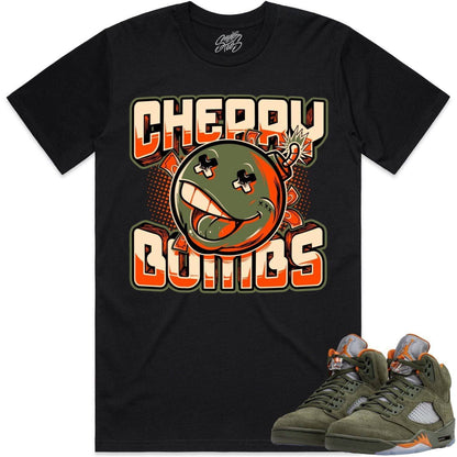 Olive 5s Shirts - Jordan Retro 5 Olive Sneaker Tees - Cherry Bombs