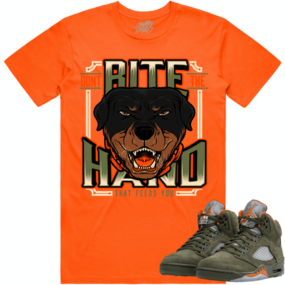 Olive 5s Shirts - Jordan Retro 5 Olive Sneaker Tees - Dont Bite