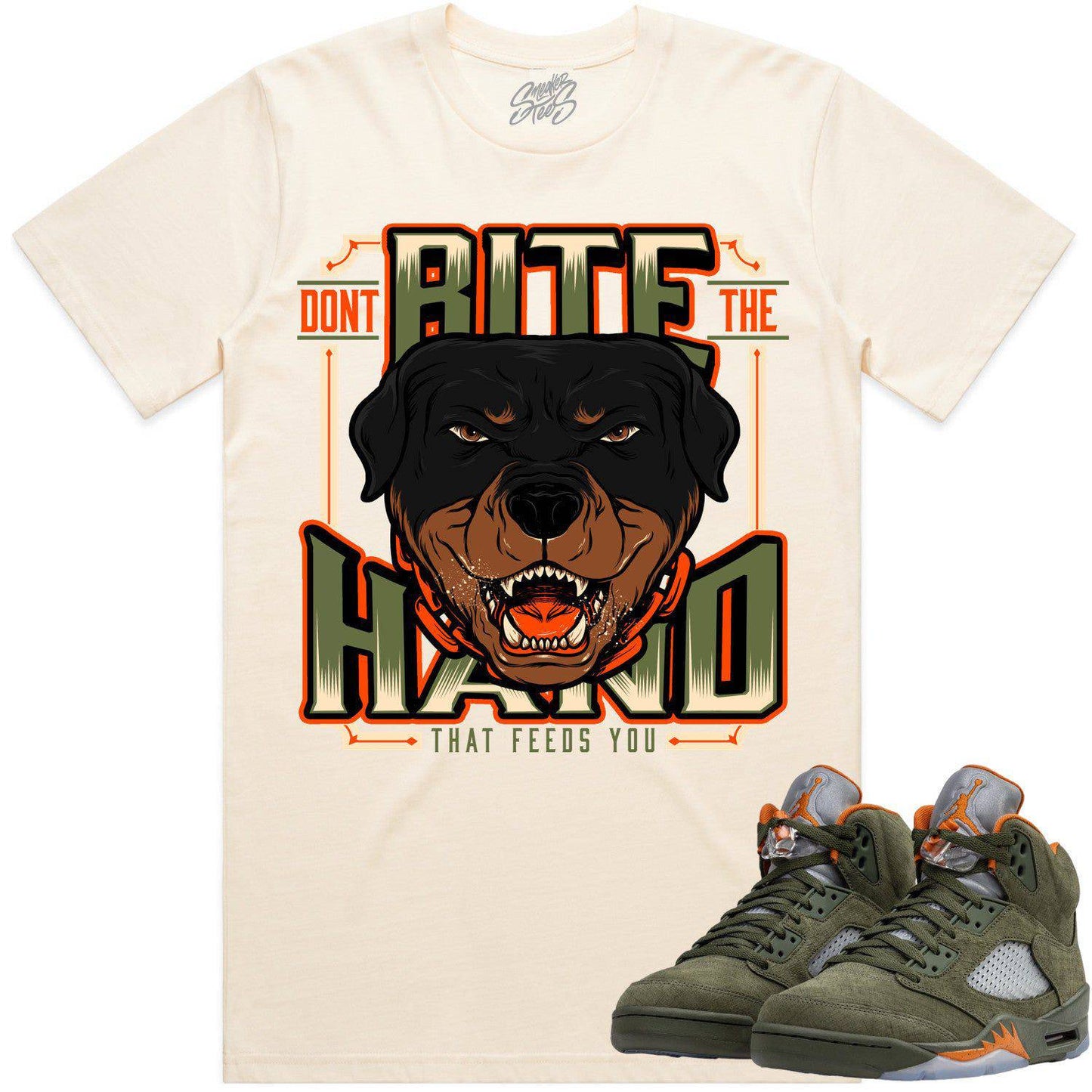 Olive 5s Shirts - Jordan Retro 5 Olive Sneaker Tees - Dont Bite