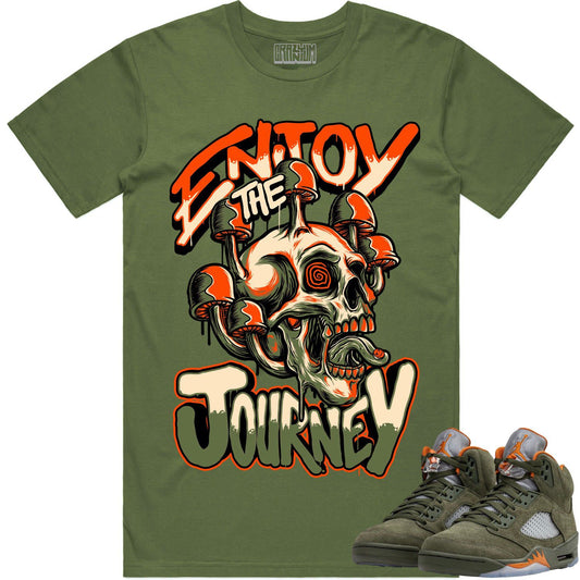 Olive 5s Shirts - Jordan Retro 5 Olive Sneaker Tees - Enjoy Journey