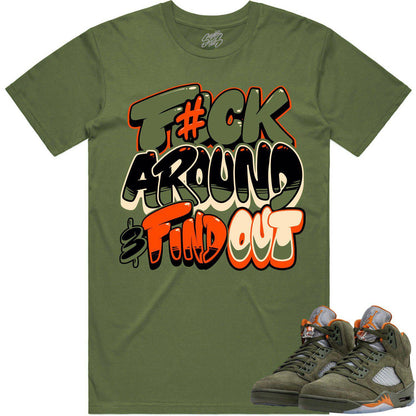 Olive 5s Shirts - Jordan Retro 5 Olive Sneaker Tees - F#CK