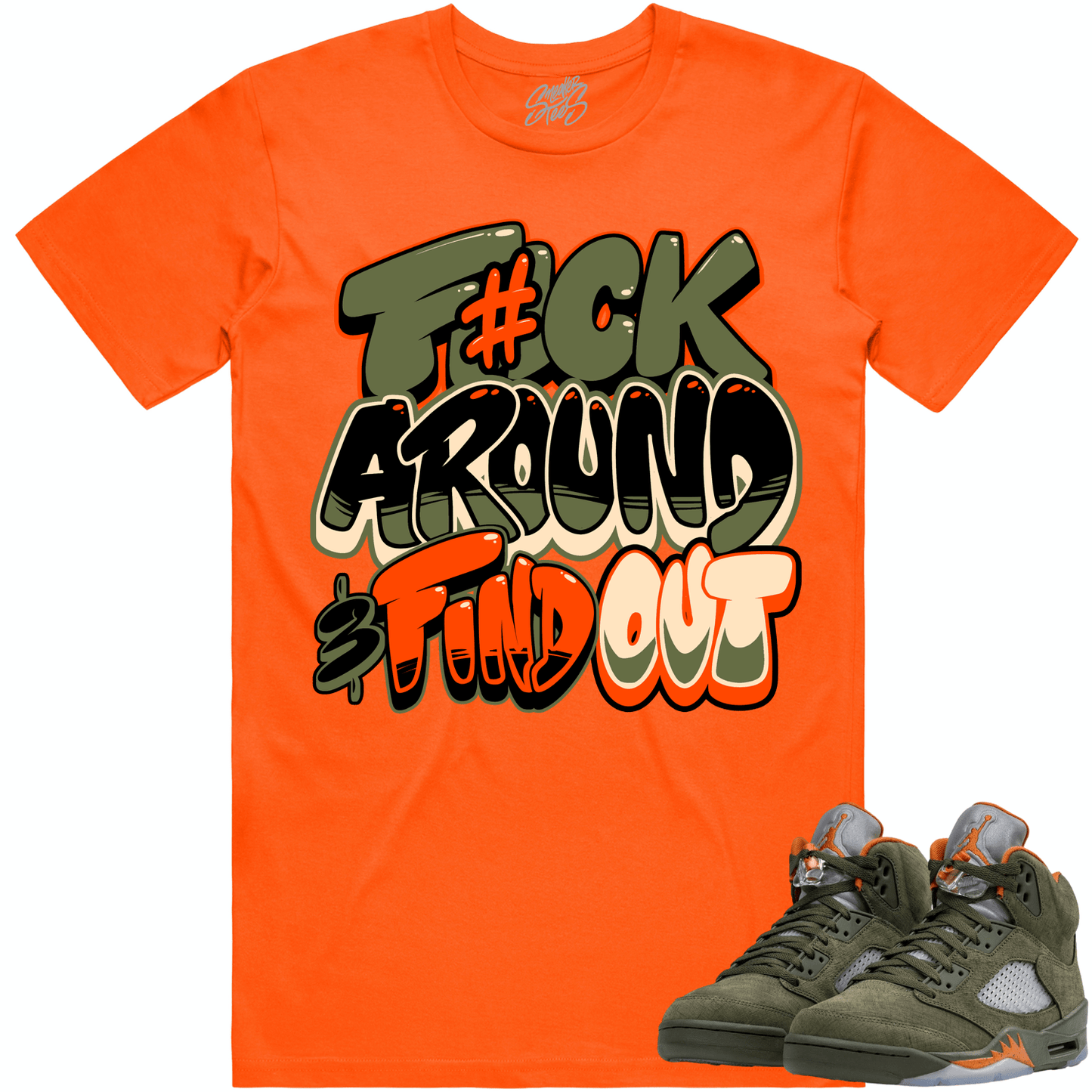 Olive 5s Shirts - Jordan Retro 5 Olive Sneaker Tees - F#CK