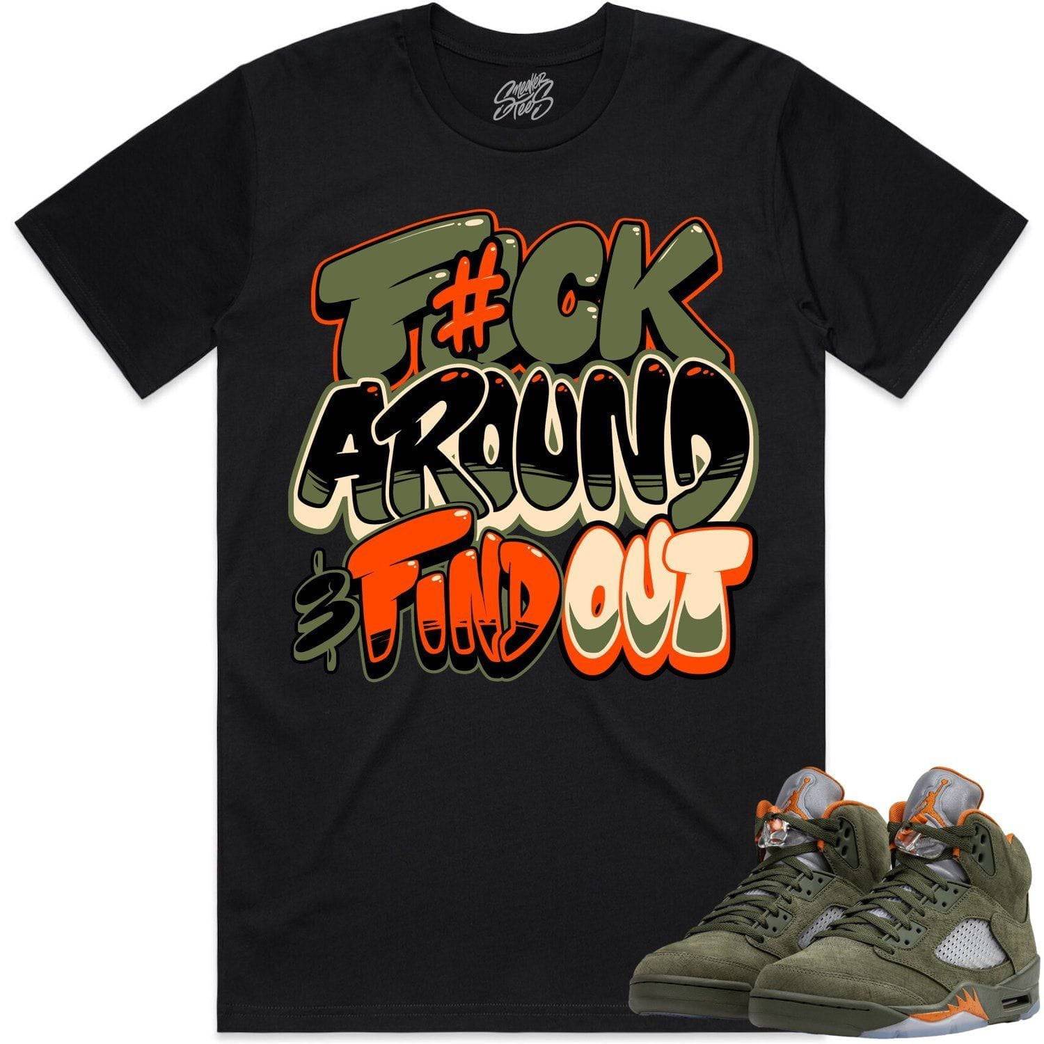 Olive 5s Shirts - Jordan Retro 5 Olive Sneaker Tees - F#CK