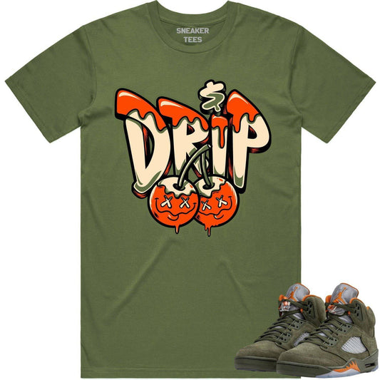 Olive 5s Shirts - Jordan Retro 5 Olive Sneaker Tees - Money Drip