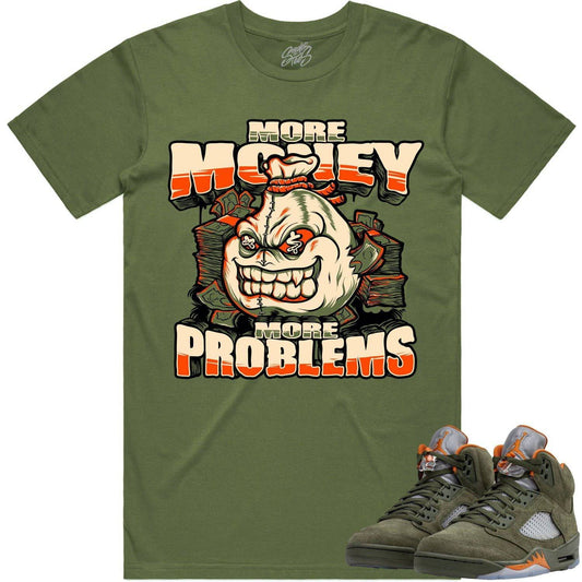 Olive 5s Shirts - Jordan Retro 5 Olive Sneaker Tees - More Money