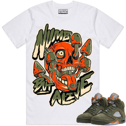 Olive 5s Shirts - Jordan Retro 5 Olive Sneaker Tees - Numb Alive