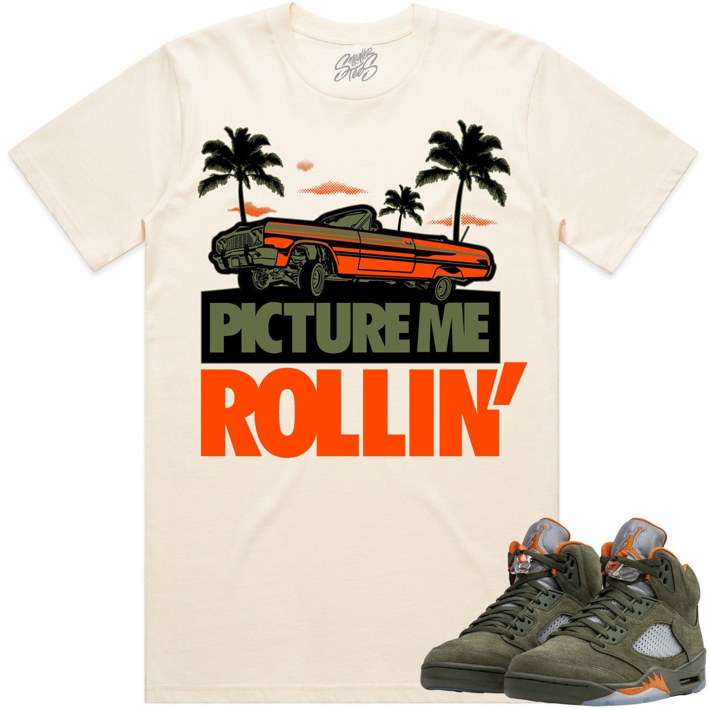 Olive 5s Shirts - Jordan Retro 5 Olive Sneaker Tees - Picture me Rollin