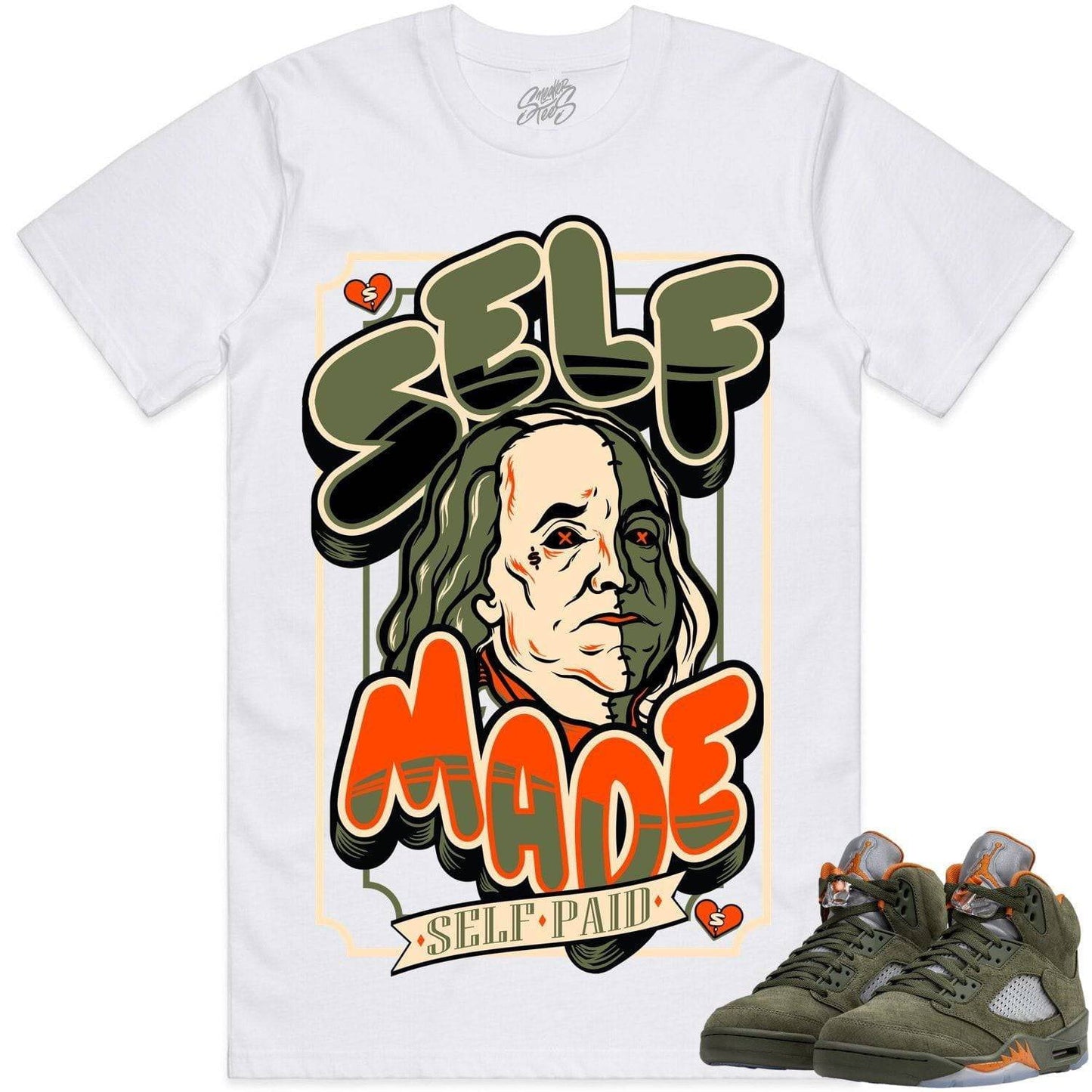 Olive 5s Shirts - Jordan Retro 5 Olive Sneaker Tees - Self Made