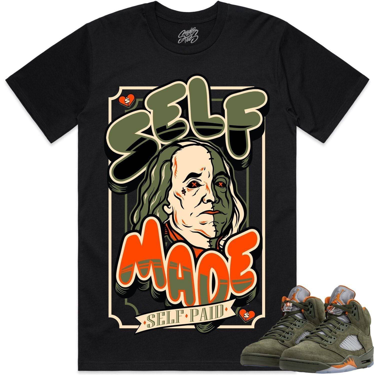 Olive 5s Shirts - Jordan Retro 5 Olive Sneaker Tees - Self Made