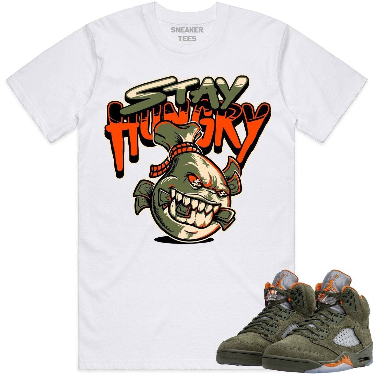 Olive 5s Shirts - Jordan Retro 5 Olive Sneaker Tees - Stay Hungry