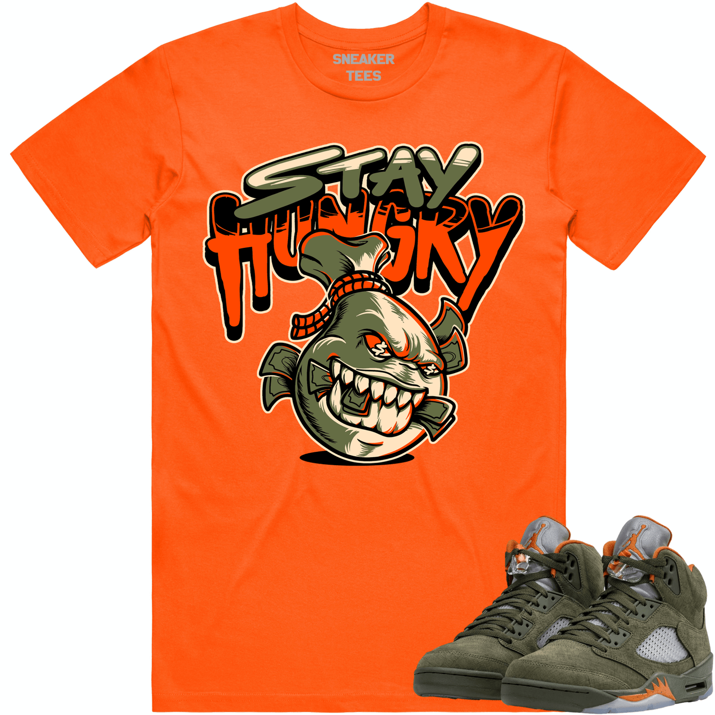 Olive 5s Shirts - Jordan Retro 5 Olive Sneaker Tees - Stay Hungry