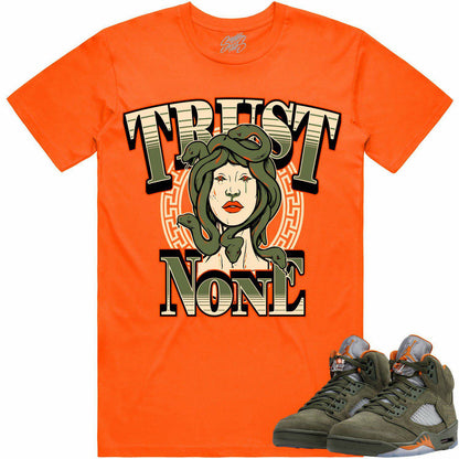 Olive 5s Shirts - Jordan Retro 5 Olive Sneaker Tees - Trust No One