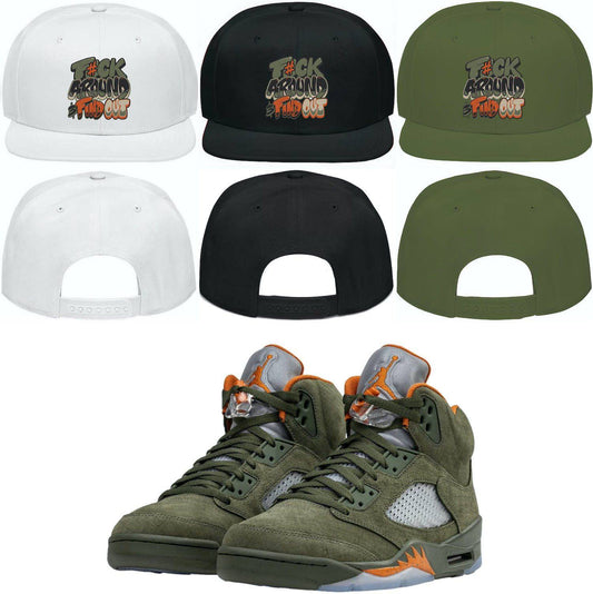 Olive 5s Snapback Hats - Jordan 5 Olive Snapbacks - F#ck