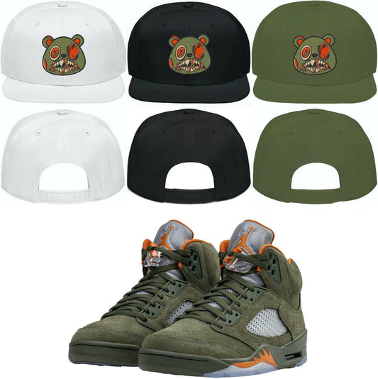 Olive 5s Snapback Hats - Jordan 5 Olive Snapbacks - Money Talks Baws