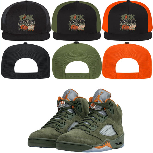 Olive 5s Snapback Hats - Jordan 5 Olive Trucker Snapback - F#ck