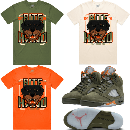 Olive 5s Sneaker Tees - Jordan 5 Olive Shirt to Match - Bite